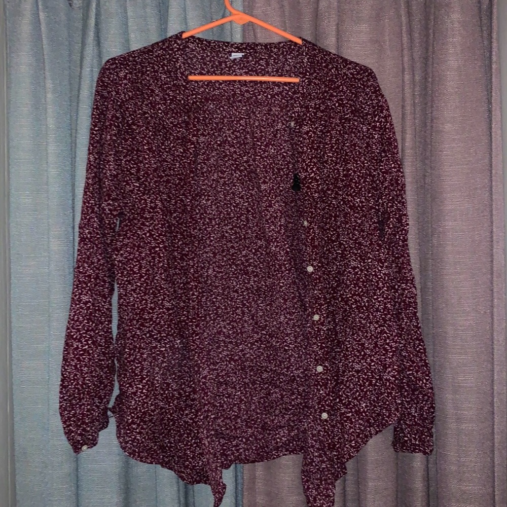 Purple blouse with small floral print